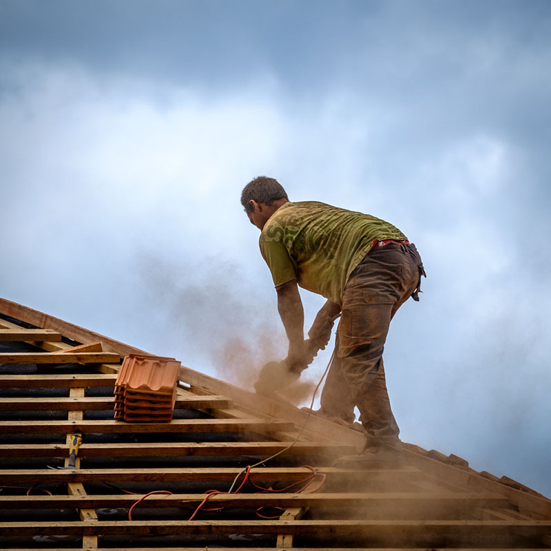 Dělník na střeše / A worker on the roof